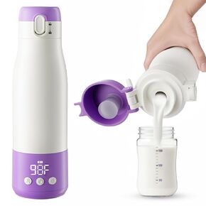 Portable Bottle Warmer for Travel, Quick Heating Travel Bottle Warmer with Timer, SUS 316 Steel, 9000mAh Battery, 12oz Capacity, Ideal Bottle Warmer on The Go for Breastmilk or Formula