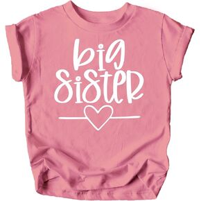 Olive Loves Apple Big Sister Heart Sibling Reveal T-Shirt for Baby and Toddler Girls Sibling Outfits