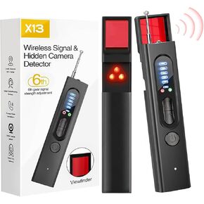 Hidden Camera Detectors, Mini Anti-Spy GPS Detector with Light, Portable Camera Finder Bug Detector with 6 Levels Sensitivity, Rechargeable RF Signal Scanner for Travel, Hotels, Home, Office