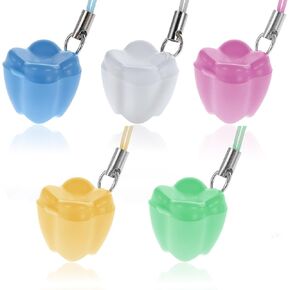 20 PCS Tooth Necklace Boxes for Lost Milk Teeth Organizer Cute Plastic Tooth Holder Cases Versatile Storage Colorful Practical Teeth Saver Box Chain for Kids Keepsake Ornaments Accessories