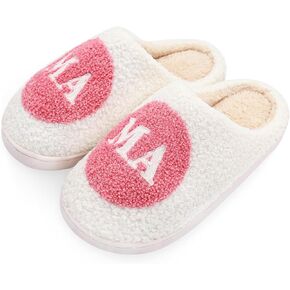 Fun Cute Mama Slippers for Women, Cute Cozy Mama Bear Slipper, Soft Plush Memory Foam Slip On Slippers House Slippers for Home Kitchen Bedroom Winter, Womens Christmas Gifts for Mom