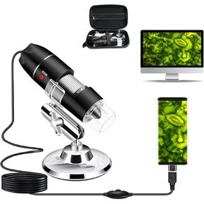 USB Microscope Camera 40X to 1000X, Cainda Digital Microscope with Metal Stand & Carrying Case, Compatible with Android Windows Linux Mac, Portable Microscope Camera for Kids Students Adults