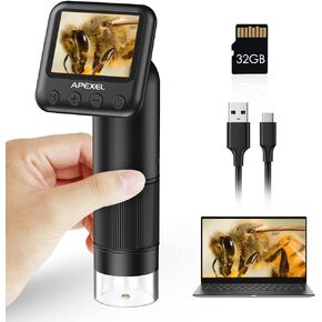 Handheld Digital Microscope, 800X HD Digital Microscope for Adults, with 2" LCD Screen Pocket Microscope for Kids, USB Lab Handheld Digital Microscopes Equipment, with 32GB SD Card
