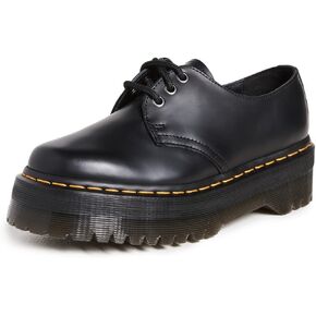 Dr. Martens Unisex 1461 Quad Leather Platform Shoes, Black Polished Smooth, 13 US Women/12 US Men