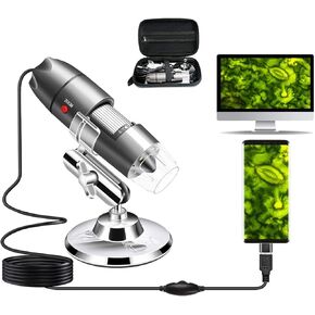 USB Microscope Camera 40X to 1000X, Cainda Digital Microscope with Metal Stand & Carrying Case, Compatible with Android Windows Linux Mac, Portable Microscope Camera for Kids Students Adults
