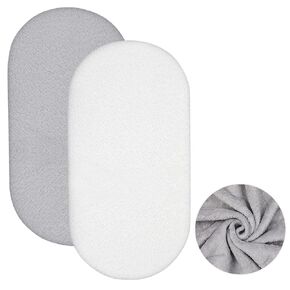 2 Pack Baby Bassinet Sheets 15 x 33 Inches Soft and Warm Flannel Crib Sheet for Winter, Fit for Rectangle, Hourglass or Oval Bassinet Bed Pads or Mattresses, Gray and White
