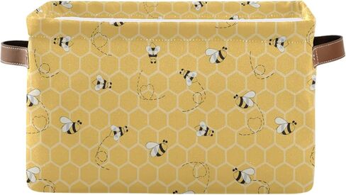 Storage Basket Cube Yellow Animal Bee Honey Comb Large Collapsible Toys Storage Box Bin Laundry Organizer for Closet Shelf Nursery Kids Bedroom,15x11x9.5 in,1 Pack in Kuwait