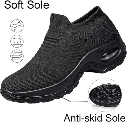 YHOON Women's Walking Shoes - Sock Sneakers Slip on Mesh Platform Air Cushion Athletic Shoes Work Nurse Comfortable in Kuwait