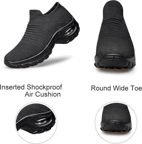 YHOON Women's Walking Shoes - Sock Sneakers Slip on Mesh Platform Air Cushion Athletic Shoes Work Nurse Comfortable in Kuwait
