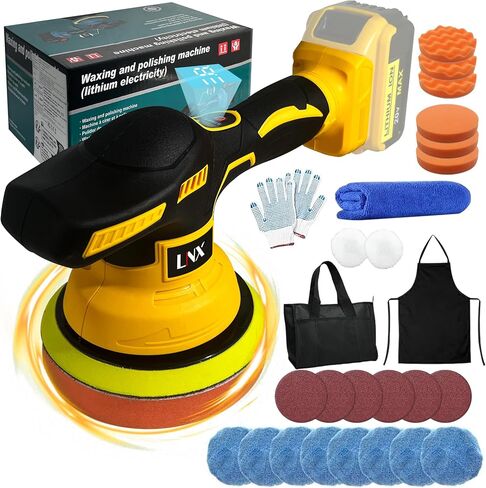 Cordless Car Buffer Polisher for Dewalt 20V Battery, 8 Variable Speed Car Polisher,6 Inch Portable Orbital Buffer Polisher Kit for Car Detailing/Waxing/Polishing(Battery Not Include) in Kuwait