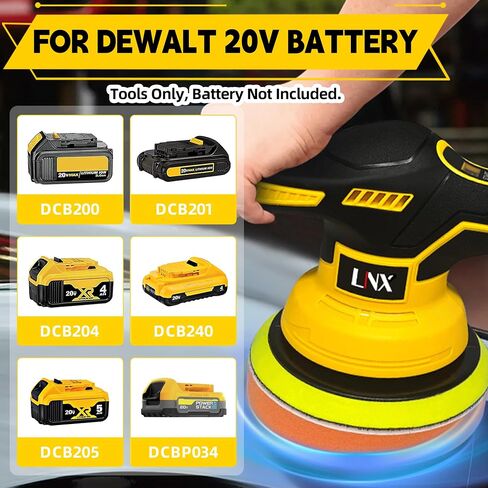 Cordless Car Buffer Polisher for Dewalt 20V Battery, 8 Variable Speed Car Polisher,6 Inch Portable Orbital Buffer Polisher Kit for Car Detailing/Waxing/Polishing(Battery Not Include) in Kuwait