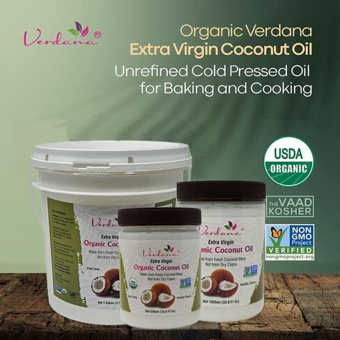 Verdana Extra Virgin Coconut Oil – USDA Organic, Unrefined Cold Pressed Oil for Baking and Cooking – 16 Oz in Kuwait