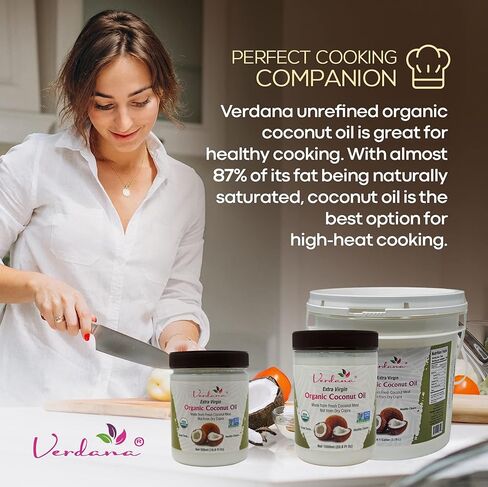 Verdana Extra Virgin Coconut Oil – USDA Organic, Unrefined Cold Pressed Oil for Baking and Cooking – 16 Oz in Kuwait