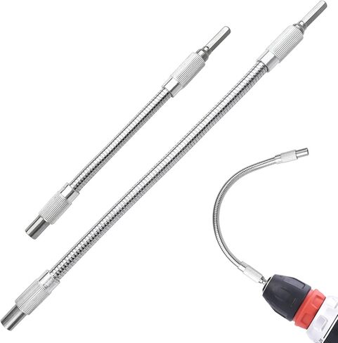 Flexible Drill Bit Extension (7.8"/11.8") – 1/4 Bendable Drill Bit Extender, Magnetic Hex Drill Extension for Tight Spaces, Automotive Repairs, Furniture Assembly, and DIY Projects (2-Pack) in Kuwait