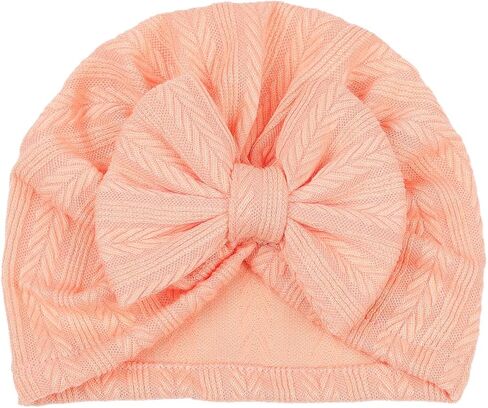 QandSweet 12 Pack Baby Girls' Hats Linen Cotton Cap Infant Big Bow Hat Newborn Shower 0-24 Months in Kuwait