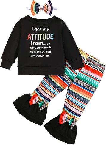 Baby Girls' 3-Pack Clothing Sets Long Sleeve Sweatshirts and Jogger Pants with Headdband for age 6M-3T in Saudi Arabia