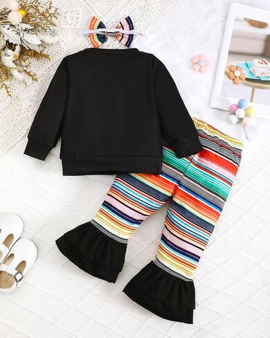 Baby Girls' 3-Pack Clothing Sets Long Sleeve Sweatshirts and Jogger Pants with Headdband for age 6M-3T in Saudi Arabia