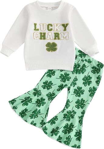 Gueuusu Toddler Baby Girl My 1st Christmas Outfit Santa Baby Long Sleeve Sweatshirt Flared Rib Pants Fall Winter Clothes Set in Saudi Arabia