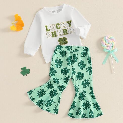 Gueuusu Toddler Baby Girl My 1st Christmas Outfit Santa Baby Long Sleeve Sweatshirt Flared Rib Pants Fall Winter Clothes Set in Saudi Arabia