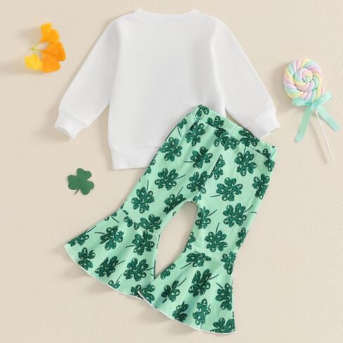 Gueuusu Toddler Baby Girl My 1st Christmas Outfit Santa Baby Long Sleeve Sweatshirt Flared Rib Pants Fall Winter Clothes Set in Saudi Arabia