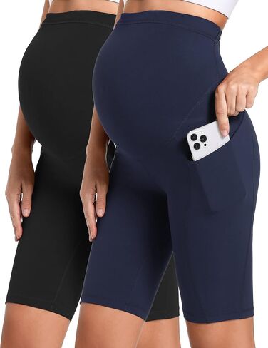 Foucome Women's Maternity Biker Shorts Over The Belly Pregnancy Yoga Workout Active Athletic Short Pants with Pockets in Saudi Arabia