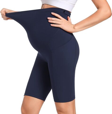 Foucome Women's Maternity Biker Shorts Over The Belly Pregnancy Yoga Workout Active Athletic Short Pants with Pockets in Saudi Arabia