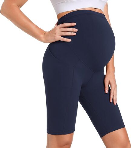 Foucome Women's Maternity Biker Shorts Over The Belly Pregnancy Yoga Workout Active Athletic Short Pants with Pockets in Saudi Arabia