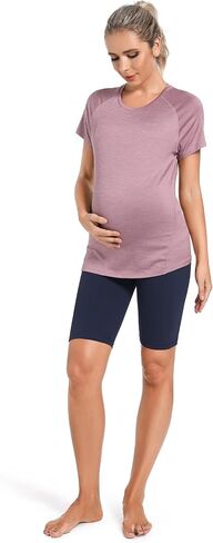 Foucome Women's Maternity Biker Shorts Over The Belly Pregnancy Yoga Workout Active Athletic Short Pants with Pockets in Saudi Arabia