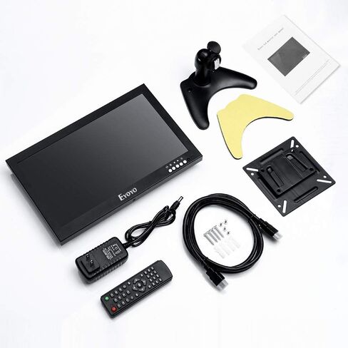 شاشة Eyoyo مقاس 12 بوصة صغيرة HDMI CCTV، شاشة LED بإطار معدني 1366x768 IPS مع دعامة حائط وجهاز تحكم عن بعد مع مكبرات صوت مدمجة بمدخل HDMI/VGA/AV/BNC للكمبيوتر الشخصي وكاميرا الأمان وRaspberry Pi in Kuwait
