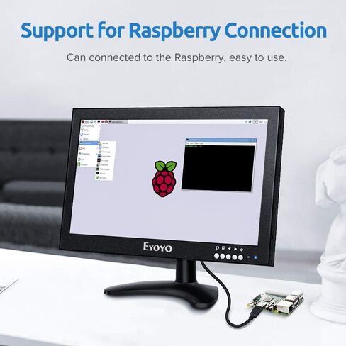 شاشة Eyoyo مقاس 12 بوصة صغيرة HDMI CCTV، شاشة LED بإطار معدني 1366x768 IPS مع دعامة حائط وجهاز تحكم عن بعد مع مكبرات صوت مدمجة بمدخل HDMI/VGA/AV/BNC للكمبيوتر الشخصي وكاميرا الأمان وRaspberry Pi in Kuwait
