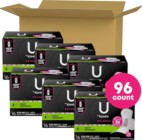 فوط U من Kotex Balance رفيعة للغاية مع أجنحة، امتصاص منتظم، 36 قطعة (قد تختلف التعبئة) in Saudi Arabia