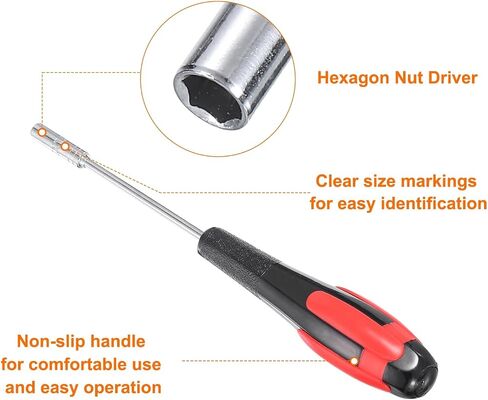 HARFINGTON Metric Nut Driver 5mm Dia 75mm Shank Non-Magnetic 6 Point Hex Socket Screwdriver with Non-Slip Handle for Tightening and Loosening Fasteners in Saudi Arabia