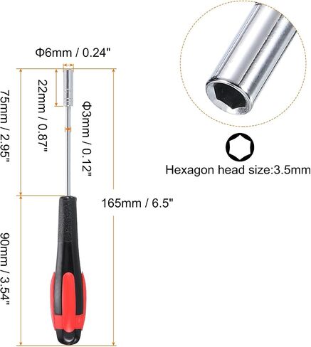HARFINGTON Metric Nut Driver 5mm Dia 75mm Shank Non-Magnetic 6 Point Hex Socket Screwdriver with Non-Slip Handle for Tightening and Loosening Fasteners in Saudi Arabia