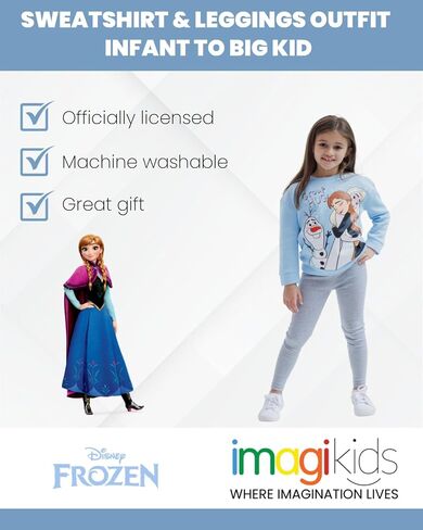 Disney Frozen Princess Anna Elsa Baby Girls Sweatshirt and Leggings Outfit Set Infant to Big Kid in Kuwait