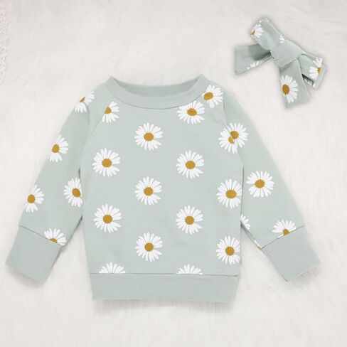 Baby Girl Clothes, 3 Pieces Long Sleeved Cute Toddler Infant Outfits Kids Tops and Pants Set in Saudi Arabia