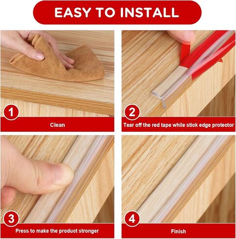 Baby Proofing, 6.6ft Edge Protector Strip Clear, Silicone Soft Corner Protectors with Upgraded Pre-Taped Strong Adhesive, Edge Protectors for Sharp Corners of Cabinets, Tables, Drawers in Saudi Arabia