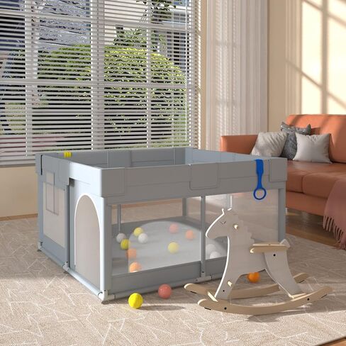 Baby Playpen,49"X49" Baby Playard for Kids and Toddlers with Gate,Kids Activity Centre Safety Play Yard,Indoor & Outdoor with Breathable Mesh，with Anti-Slip Base in Saudi Arabia