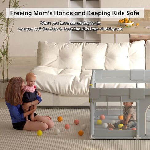 Baby Playpen,49"X49" Baby Playard for Kids and Toddlers with Gate,Kids Activity Centre Safety Play Yard,Indoor & Outdoor with Breathable Mesh，with Anti-Slip Base in Saudi Arabia