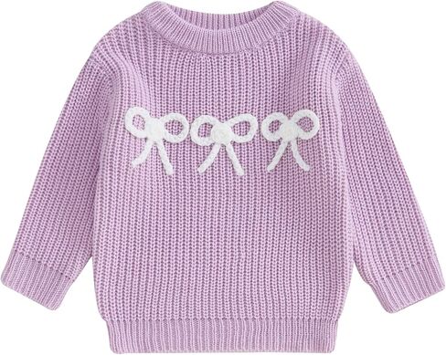 Infant Newborn Baby Girl Cute Long Sleeve Bow Embroidery Chunky Knitted Sweater Toddler Fall Winter Outfits in Saudi Arabia