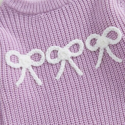 Infant Newborn Baby Girl Cute Long Sleeve Bow Embroidery Chunky Knitted Sweater Toddler Fall Winter Outfits in Saudi Arabia