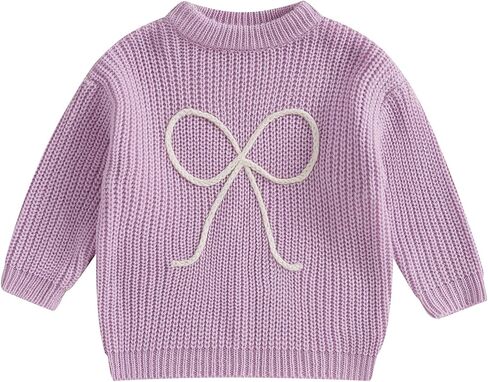 Infant Newborn Baby Girl Cute Long Sleeve Bow Embroidery Chunky Knitted Sweater Toddler Fall Winter Outfits in Saudi Arabia