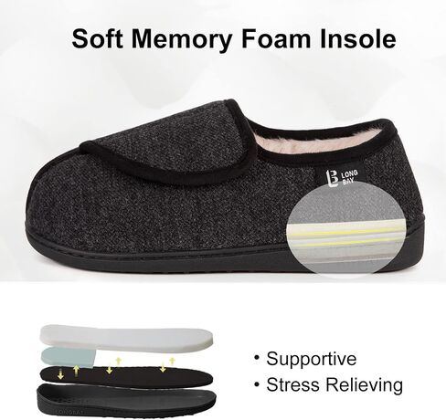 LongBay Womens House Slippers with Warm Furry Winter Diabetic Shoes Wide Width Non Slip for Elderly Orthopedic Neuropathy Indoor Outdoor in Saudi Arabia