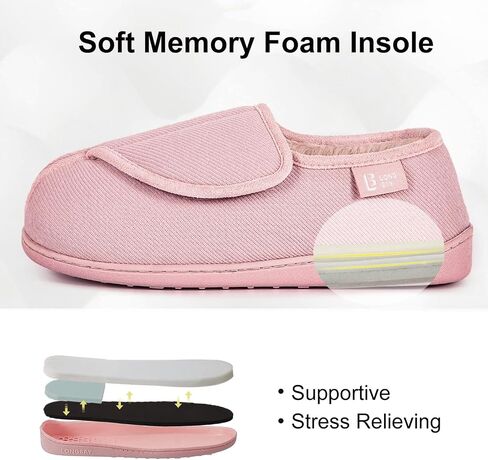 LongBay Womens House Slippers with Warm Furry Winter Diabetic Shoes Wide Width Non Slip for Elderly Orthopedic Neuropathy Indoor Outdoor in Saudi Arabia