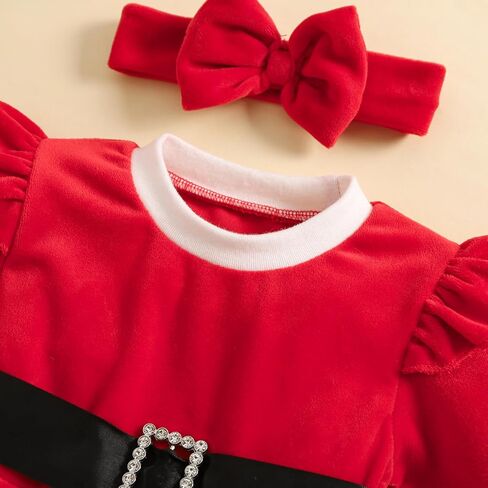 Baby Girl Christmas Dress Santa Claus Newborn Onesie Romper Dress My First Christmas Outfit Winter Clothes in Kuwait