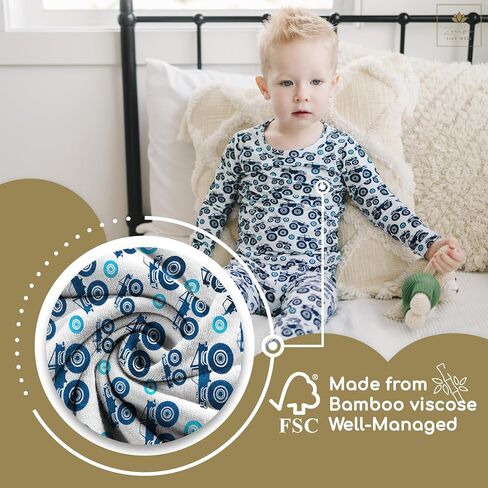 Toddler Pajamas Soft Baby Pajamas 2 Piece Sleepwear Set Toddler PJs, Viscose from bamboo (2t-5t) in Saudi Arabia