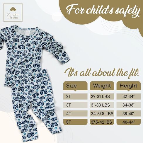 Toddler Pajamas Soft Baby Pajamas 2 Piece Sleepwear Set Toddler PJs, Viscose from bamboo (2t-5t) in Saudi Arabia