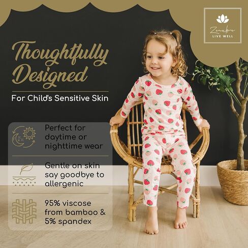 Toddler Pajamas Soft Baby Pajamas 2 Piece Sleepwear Set Toddler PJs, Viscose from bamboo (2t-5t) in Saudi Arabia