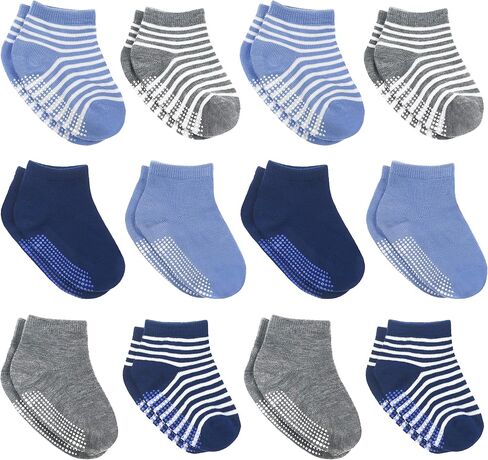 Debra Weitzner Toddler Socks With Grips - 12 Pairs Crew Cotton Grip Socks for Baby Boys Girls Infant's and Kids 6-M - 7 years in Saudi Arabia