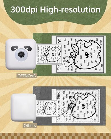 طابعة OFFNOVA الصغيرة، طابعة ملصقات بدون حبر 300 نقطة في البوصة، طابعة جيب بلوتوث مع ورق لاصق واحد، طابعة دراسة محمولة للصور والمجلات DIY، متوافقة مع الهاتف والكمبيوتر اللوحي in Kuwait