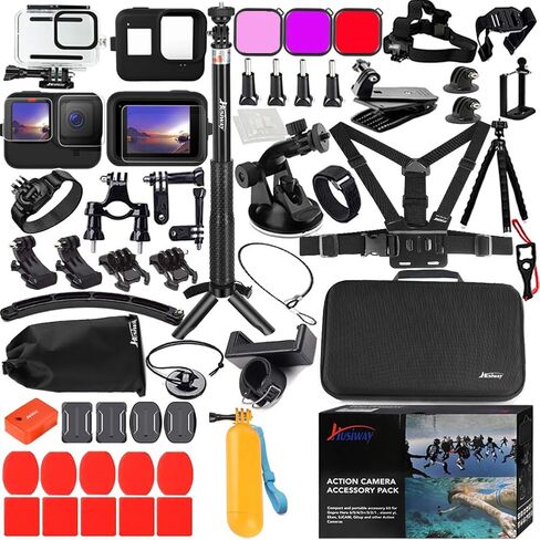 68-in-1 Accessory Kit for GoPro Hero 7 6 5 Black GoPro7 Action Camera Filter Frame Waterproof Housing Case Bundle 60A in Saudi Arabia